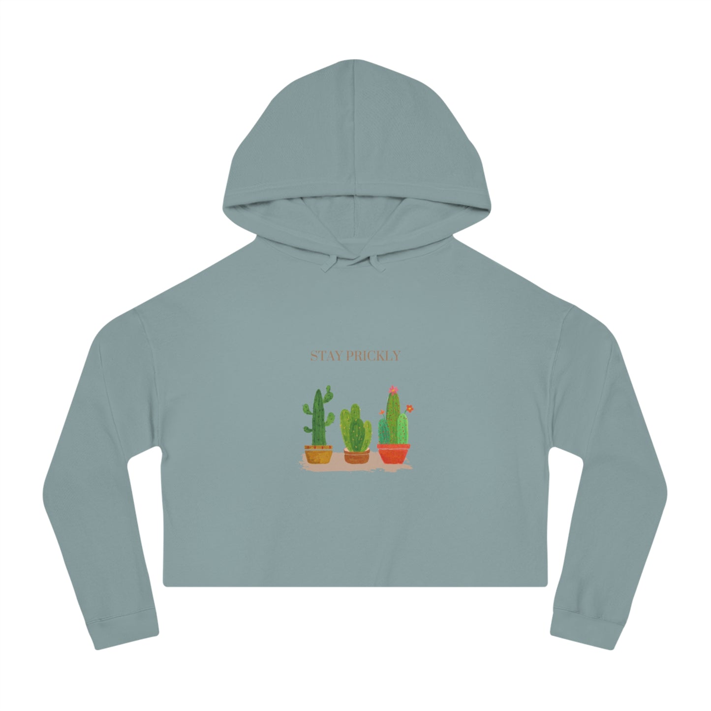Cactus-Themed Cropped Hoodie, Stay Prickly Sweatshirt, Trendy Women's Apparel, Cute Gift for Plant Lovers, Casual Style, Summer Fashion