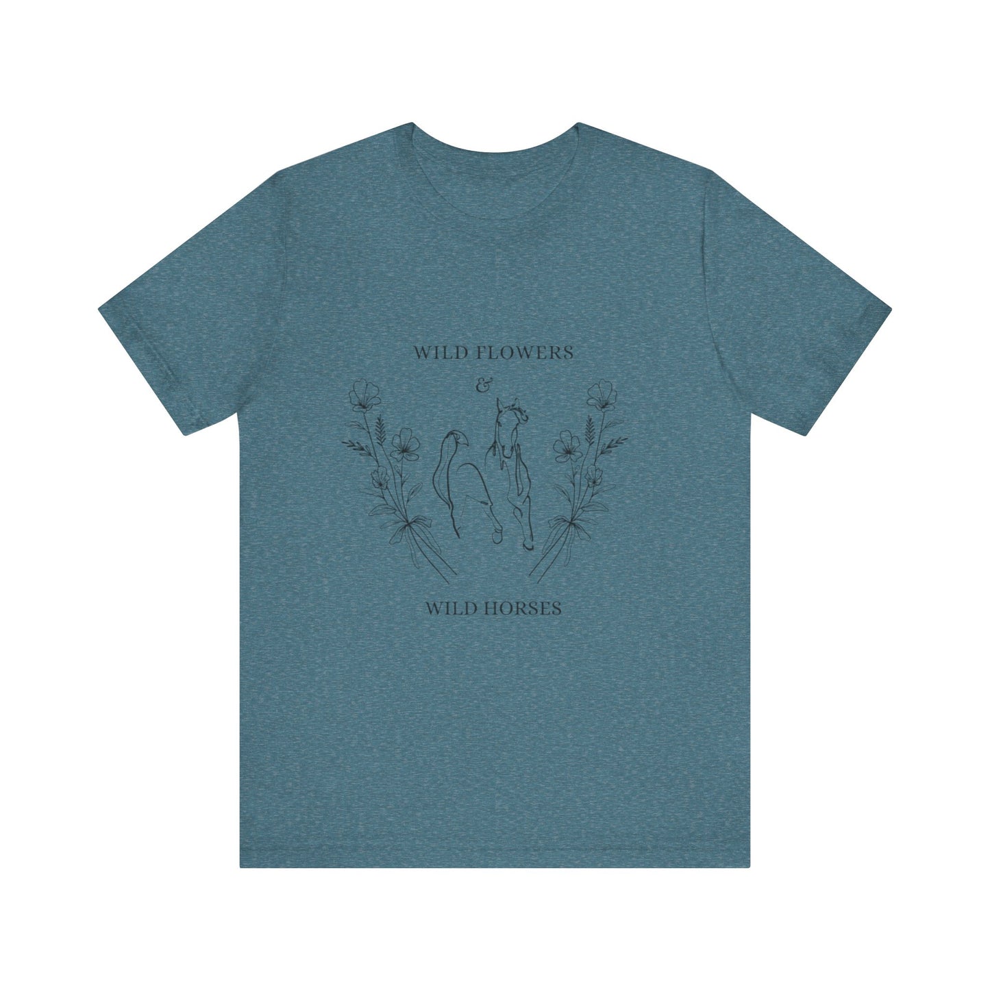 Wildflowers & Wild Horses Tee - Unisex Casual T-Shirt, Nature Lover Gift, Boho Style, Festival Wear, Summer Outfit