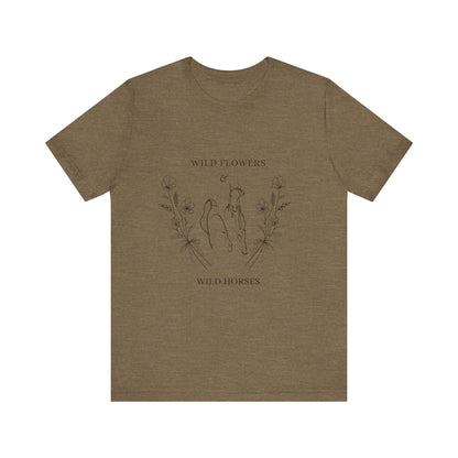 Wildflowers & Wild Horses Tee - Unisex Casual T-Shirt, Nature Lover Gift, Boho Style, Festival Wear, Summer Outfit