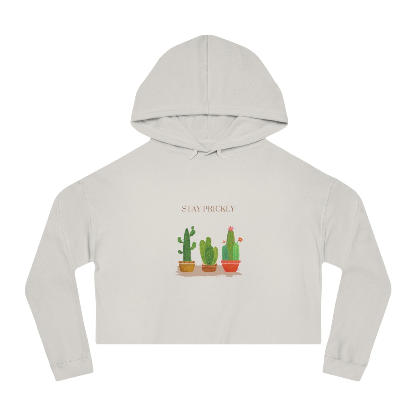 Cactus-Themed Cropped Hoodie, Stay Prickly Sweatshirt, Trendy Women's Apparel, Cute Gift for Plant Lovers, Casual Style, Summer Fashion