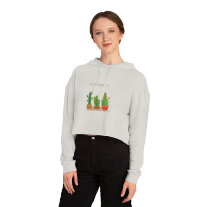 Cactus-Themed Cropped Hoodie, Stay Prickly Sweatshirt, Trendy Women's Apparel, Cute Gift for Plant Lovers, Casual Style, Summer Fashion