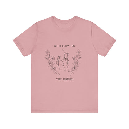 Wildflowers & Wild Horses Tee - Unisex Casual T-Shirt, Nature Lover Gift, Boho Style, Festival Wear, Summer Outfit