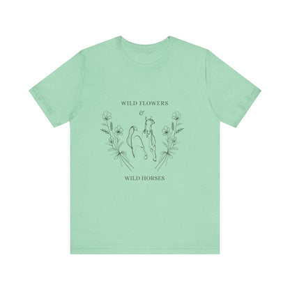 Wildflowers & Wild Horses Tee - Unisex Casual T-Shirt, Nature Lover Gift, Boho Style, Festival Wear, Summer Outfit