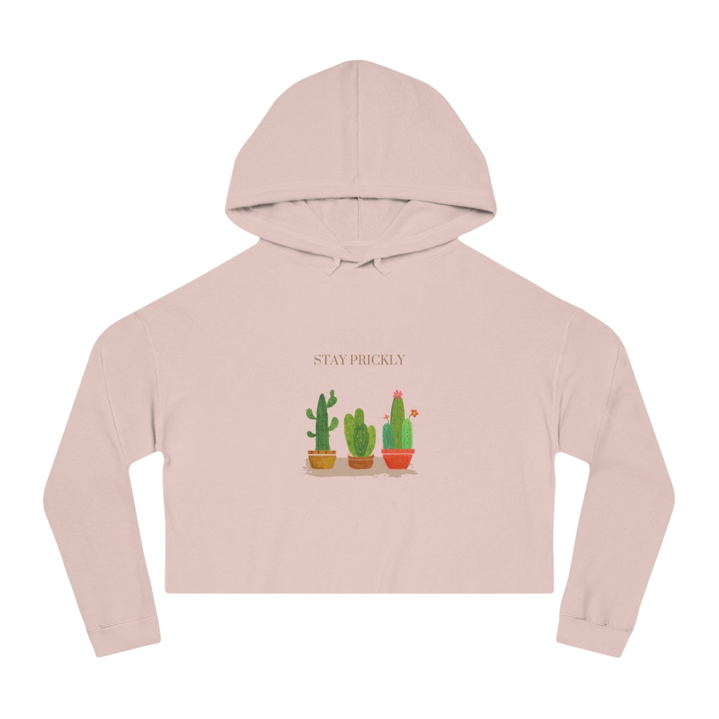 Cactus-Themed Cropped Hoodie, Stay Prickly Sweatshirt, Trendy Women's Apparel, Cute Gift for Plant Lovers, Casual Style, Summer Fashion