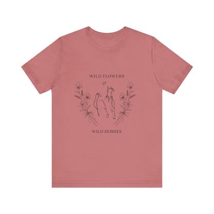 Wildflowers & Wild Horses Tee - Unisex Casual T-Shirt, Nature Lover Gift, Boho Style, Festival Wear, Summer Outfit