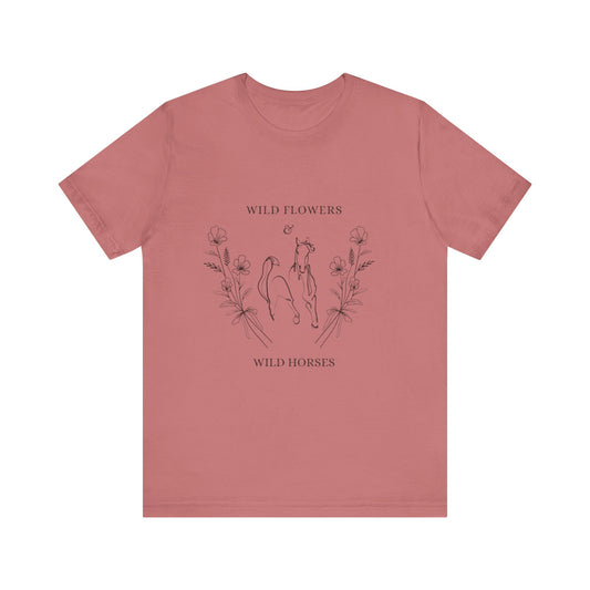 Wildflowers & Wild Horses Tee - Unisex Casual T-Shirt, Nature Lover Gift, Boho Style, Festival Wear, Summer Outfit