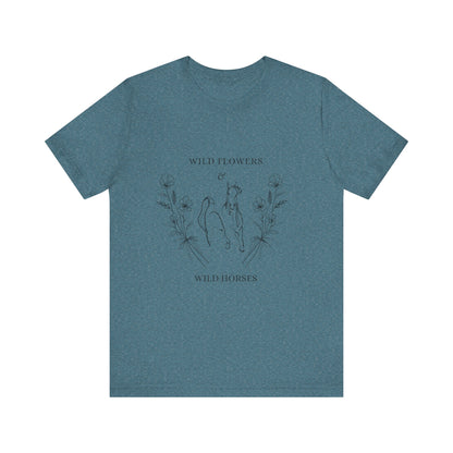 Wildflowers & Wild Horses Tee - Unisex Casual T-Shirt, Nature Lover Gift, Boho Style, Festival Wear, Summer Outfit